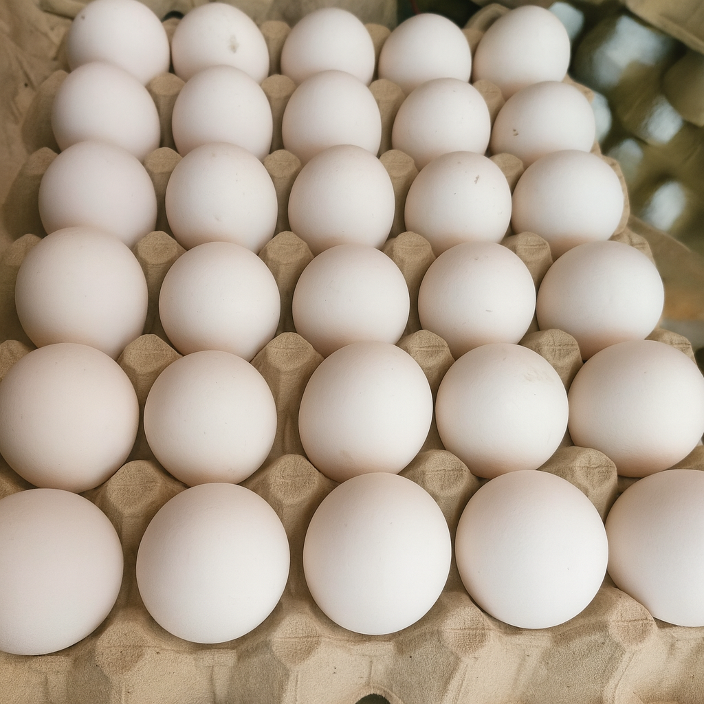 clean white eggs, fresh fram the farm